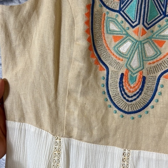 Anthropology | Champagne & Strawberry embroidered maxi dress | size medium - Picture 5 of 13